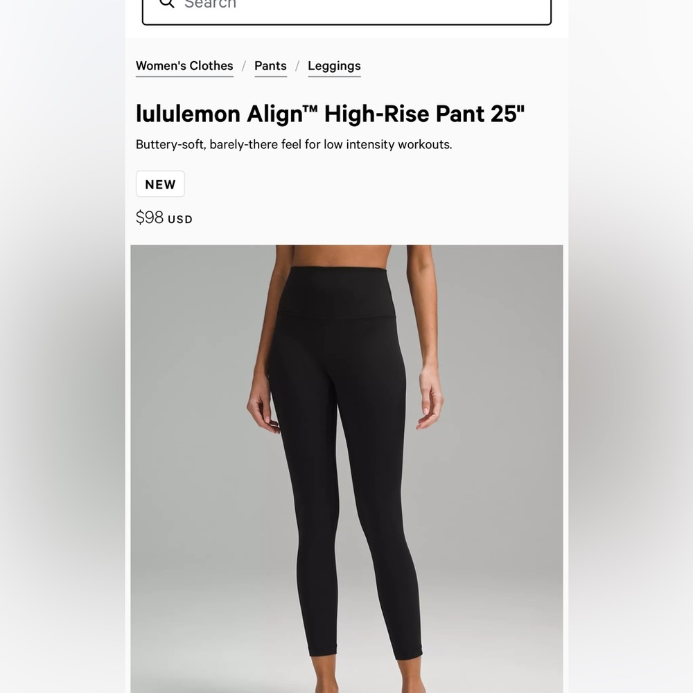 Lululemon align high rise leggings 25 black